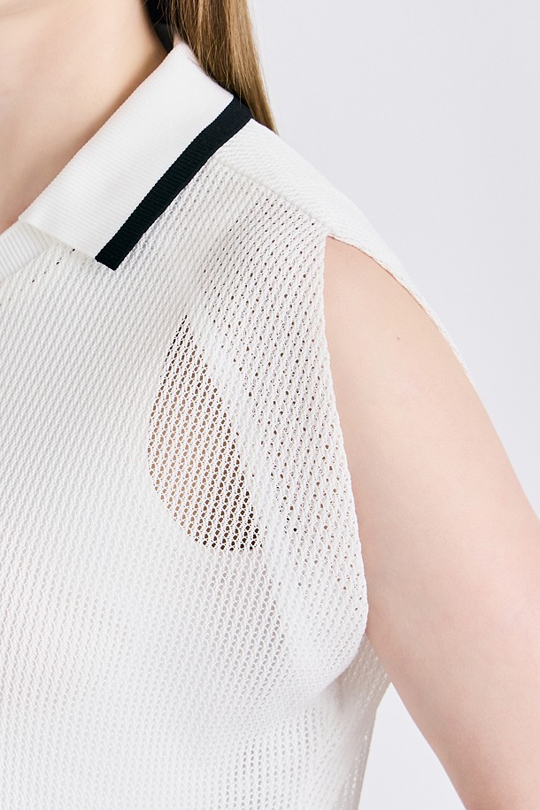 지포어-WOMEN APPAREL-MESH SLEEVELESS POLO(WOMEN)