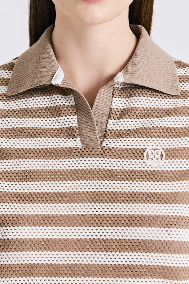 지포어-WOMEN APPAREL-MESH STRIPED SLEEVELESS(WOMEN)					 					 					