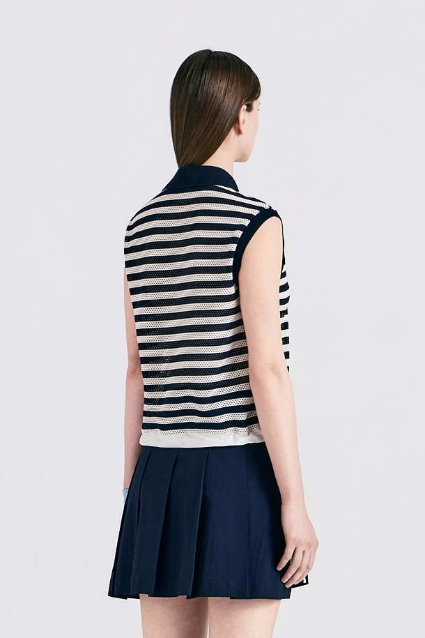지포어-WOMEN APPAREL-MESH STRIPED SLEEVELESS(WOMEN)					 					 					