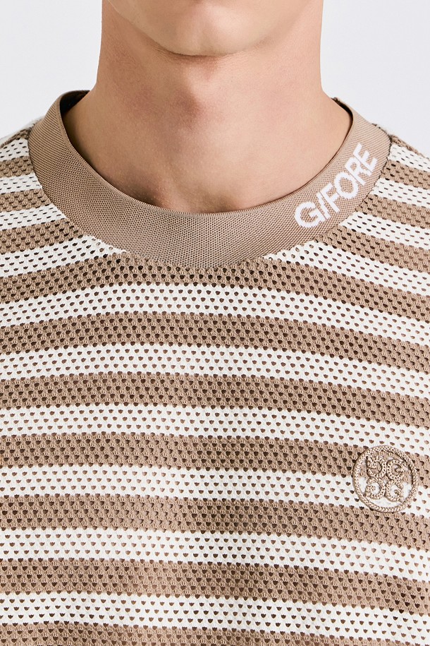 지포어-MEN APPAREL-MESH STRIPED T-SHIRT(MEN)					 					 					