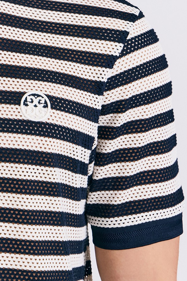 지포어-MEN APPAREL-MESH STRIPED T-SHIRT(MEN)					 					 					