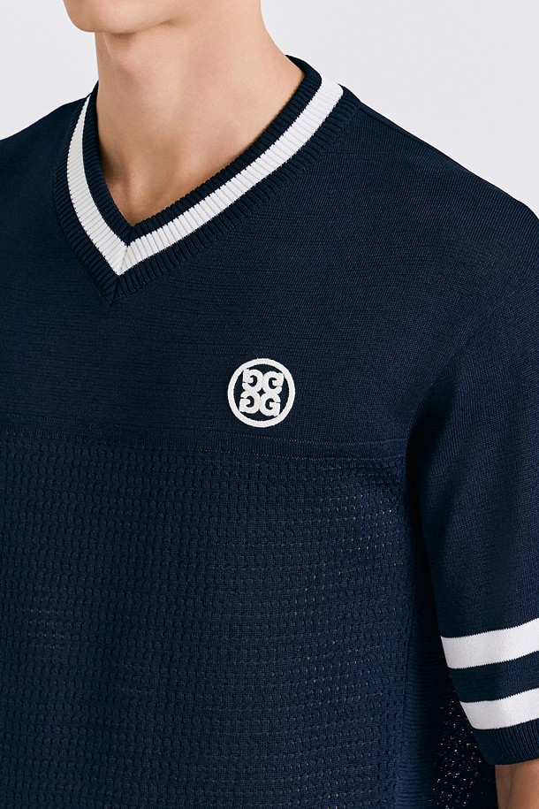 지포어-MEN APPAREL-CROCHET V-NECK KNIT(MEN)					 					 					