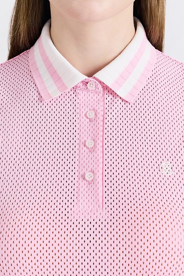 지포어-WOMEN APPAREL-MESH SLEEVELESS SLIM POLO(WOMEN)
