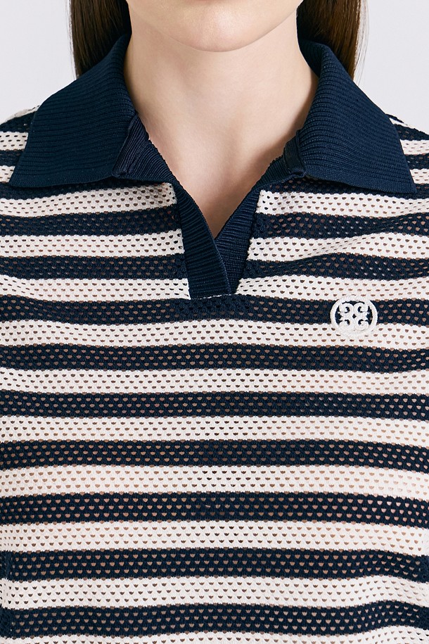 지포어-WOMEN APPAREL-MESH STRIPED SLEEVELESS(WOMEN)					 					 					