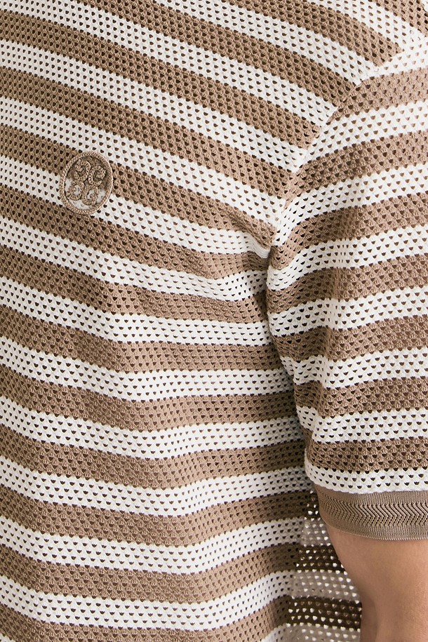 지포어-MEN APPAREL-MESH STRIPED T-SHIRT(MEN)					 					 					