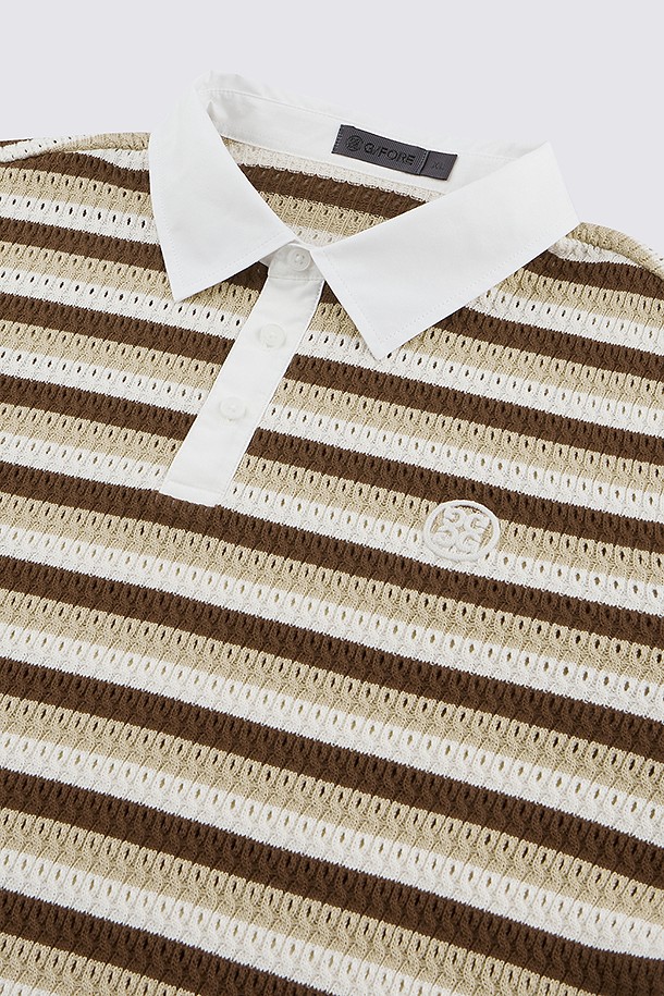 지포어-MEN APPAREL-CROCHET STRIPED POLO(MEN)