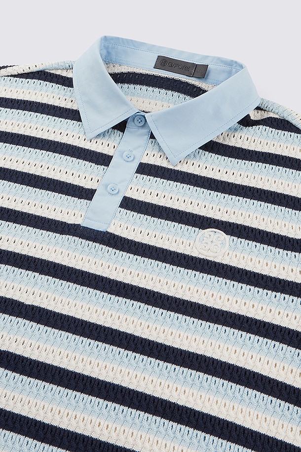 지포어-MEN APPAREL-CROCHET STRIPED POLO(MEN)