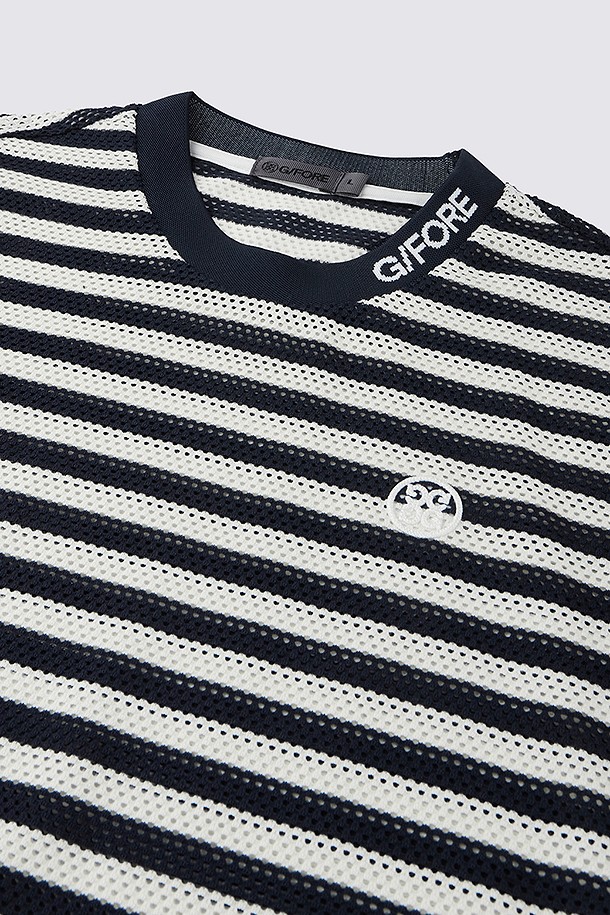 지포어-MEN APPAREL-MESH STRIPED T-SHIRT(MEN)					 					 					