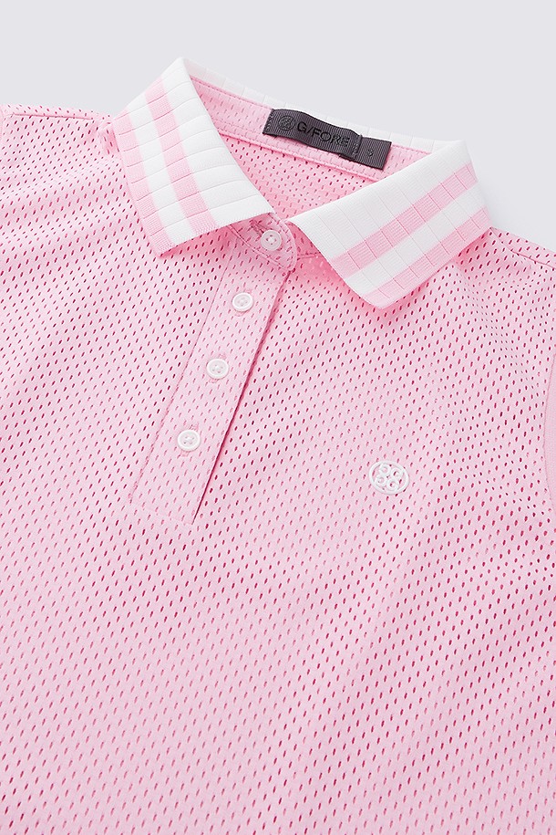 지포어-WOMEN APPAREL-MESH SLEEVELESS SLIM POLO(WOMEN)