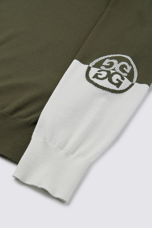 지포어-MEN APPAREL-SLEEVE COLOR POINT ROUND NECK KNIT PULLOVER (MEN)