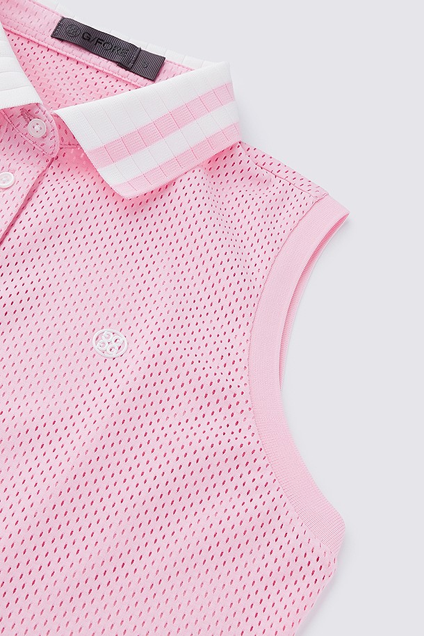 지포어-WOMEN APPAREL-MESH SLEEVELESS SLIM POLO(WOMEN)
