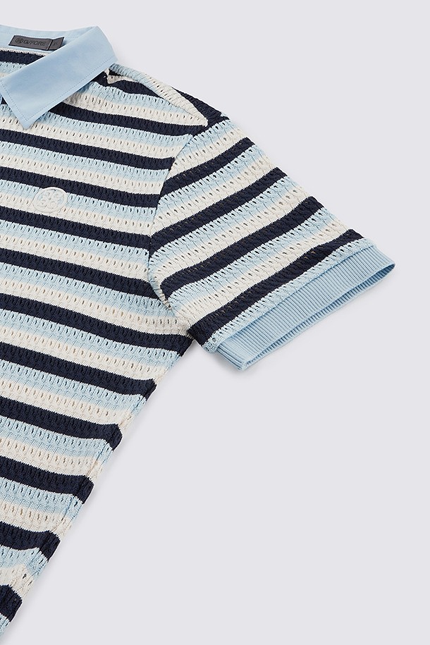 지포어-MEN APPAREL-CROCHET STRIPED POLO(MEN)