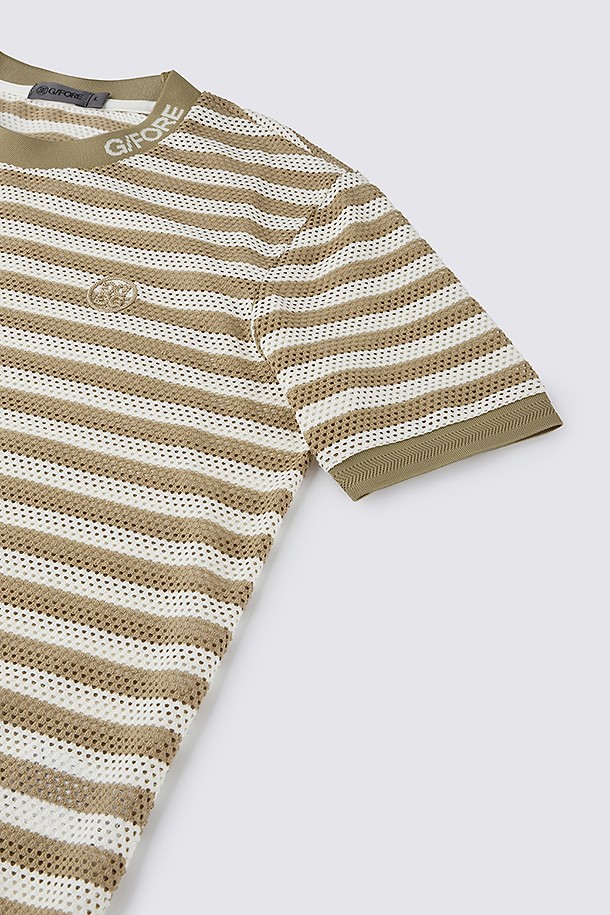 지포어-MEN APPAREL-MESH STRIPED T-SHIRT(MEN)					 					 					