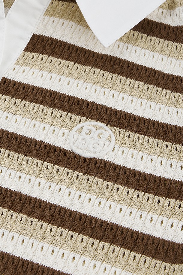 지포어-WOMEN APPAREL-CROCHET STRIPED POLO(WOMEN)