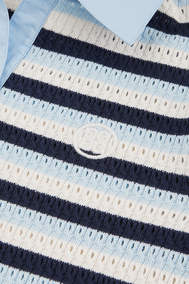 지포어-WOMEN APPAREL-CROCHET STRIPED POLO(WOMEN)
