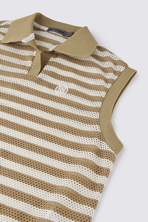 지포어-WOMEN APPAREL-MESH STRIPED SLEEVELESS(WOMEN)					 					 					