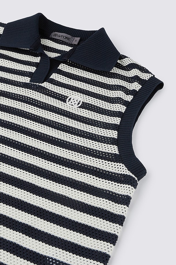 지포어-WOMEN APPAREL-MESH STRIPED SLEEVELESS(WOMEN)					 					 					