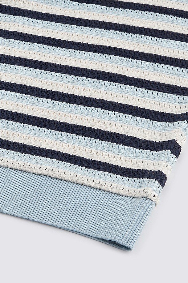 지포어-MEN APPAREL-CROCHET STRIPED POLO(MEN)