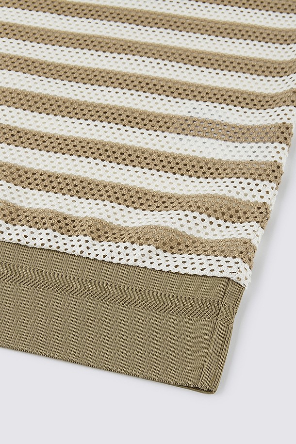 지포어-MEN APPAREL-MESH STRIPED T-SHIRT(MEN)					 					 					