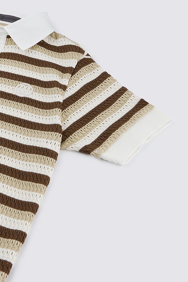지포어-WOMEN APPAREL-CROCHET STRIPED POLO(WOMEN)
