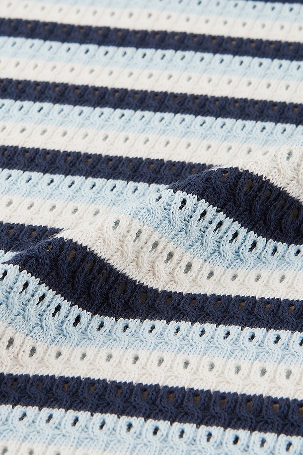지포어-MEN APPAREL-CROCHET STRIPED POLO(MEN)