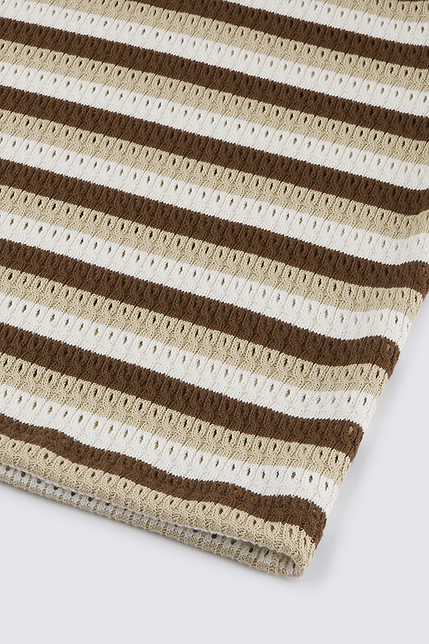 지포어-WOMEN APPAREL-CROCHET STRIPED POLO(WOMEN)