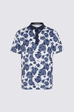 STAMPED FLORAL TECH JERSEY POLO(MEN)_NAVY-a
