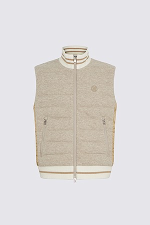 KNIT HYBRID DOWN VEST (MEN)_BEIGE-a