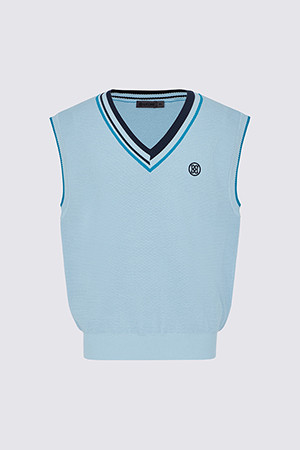 STRIPED V-NECK KNIT VEST(MEN)_BLUE-a