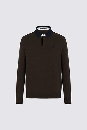CASHMERE POLO SWEATER(MEN)					 					 					_BROWN-a