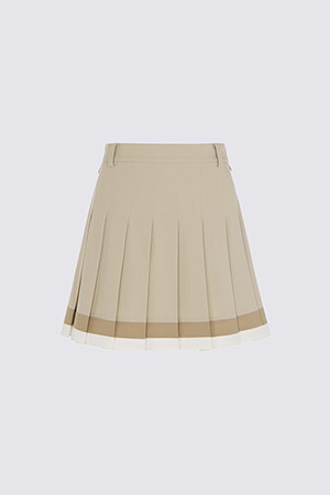 COLOUR CONTRAST PLEATED SKORT(WOMEN)_BEIGE-a