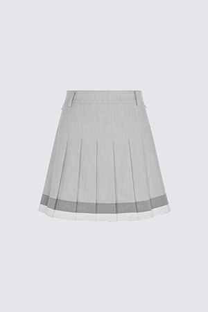 COLOUR CONTRAST PLEATED SKORT(WOMEN)_GREY-a