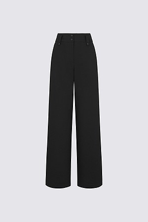 LEATHER TAB WIDE LEG PANT(WOMEN)					 					 					_BLACK-a