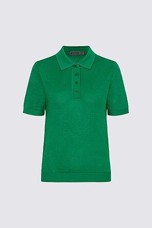 GLOSSY HALF SLEEVE POLO(WOMEN)_GREEN-a