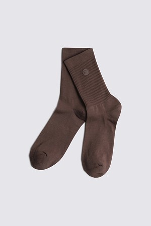 SOLID CREW SOCK(MEN)_BROWN-a