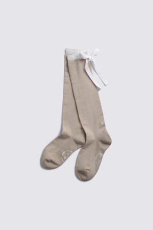 RIBBON KNEE SOCK(WOMEN)				 					 					_BEIGE-a