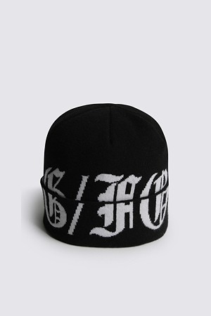 SLOGAN BEANIE(MEN)_BLACK-a