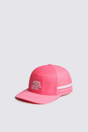 CALI BEAR PATCH ALL OVER MESH TUX STRIPE HAT(WOMEN)_PINK-a