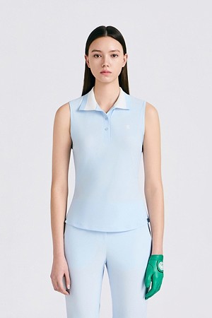 SLEEVELESS POLO(WOMEN)					 					 					_BLUE-a