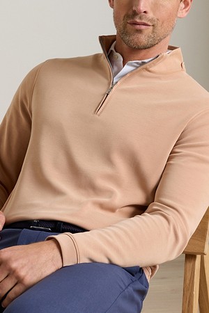 SOFT SUEDE PERFORMANCE QUARTER-ZIP_BROWN-a