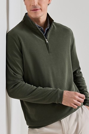 SOFT SUEDE PERFORMANCE QUARTER-ZIP_GREEN-a