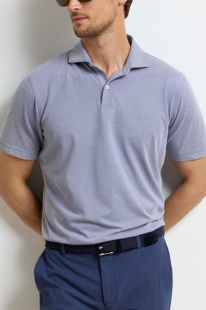 ALBATROSS DIAMOND COTTON-BLEND PIQUE POLO - EDWIN SPREAD COLLAR