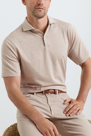 EXCURSIONIST FLEX HERRINGBONE SS KNIT POLO_BEIGE-a