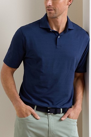 EXCURSIONIST FLEX HERRINGBONE SS KNIT POLO_NAVY-a