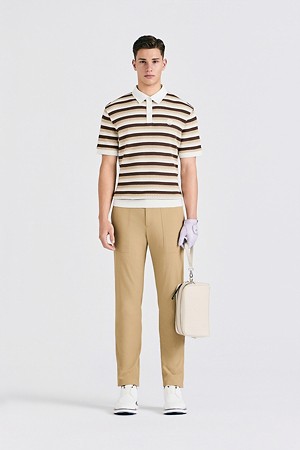 CROCHET STRIPED POLO(MEN)_BEIGE-a