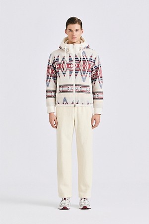 HOODED FLEECE JACKET(MEN)					 					 					_IVORY-a