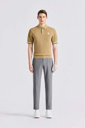 TEXTURED PIQUE POLO KNIT (MEN)					 					 					_BEIGE-a