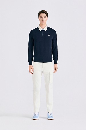 CASHMERE POLO SWEATER(MEN)					 					 					_NAVY-a