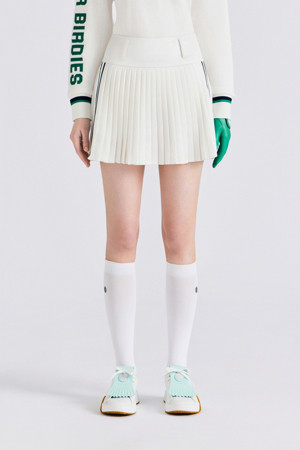 SATIN PLEATED SKIRT(WOMEN)_IVORY-a