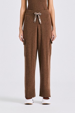 KNIT WIDE LEG PANT(WOMEN)					 					 					_BROWN-a